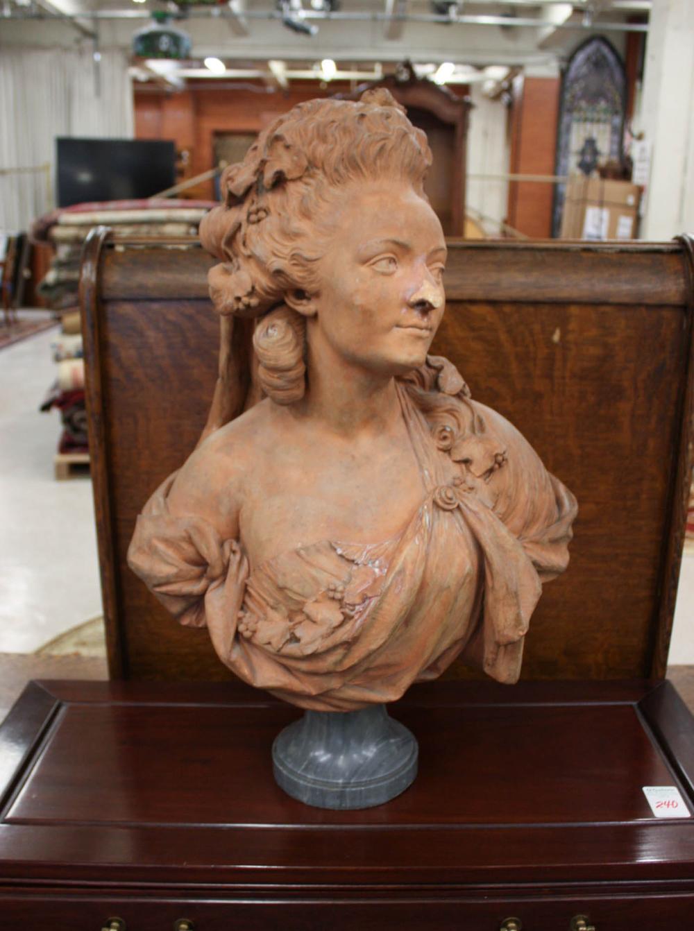 Appraisal: AFTER GAETANO MERCHI Italy - terra cotta bust Madeleine Guimard