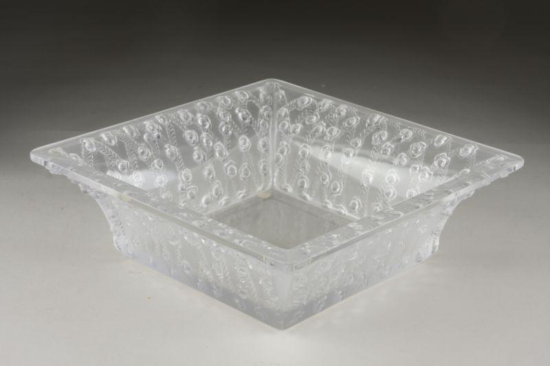 Appraisal: Lalique Roses Center Bowl large centerpiece bowl square form with