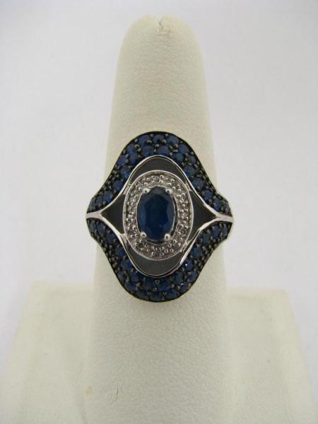 Appraisal: A K Lady's White Gold Contemporary Sapphire Diamond Ring