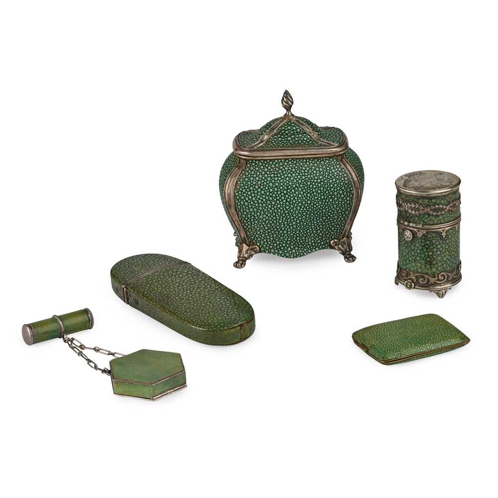 Appraisal: COLLECTION OF SHAGREEN TABLE ARTICLES TH EARLY TH CENTURY to