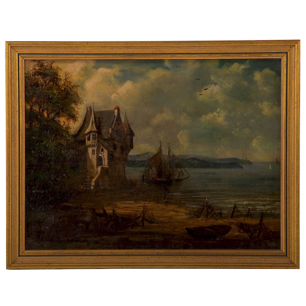 Appraisal: Continental School th c Castle at the Seashore Oil on