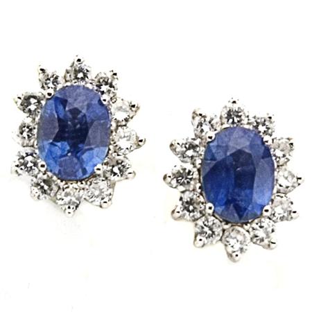 Appraisal: Pair of Sapphire and Diamond Earrings Estimate -