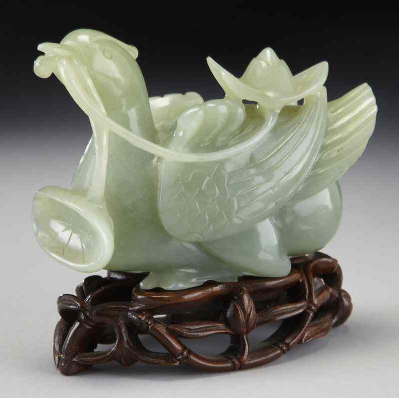 Appraisal: Chinese carved jade duck ''H x ''W Circa - th