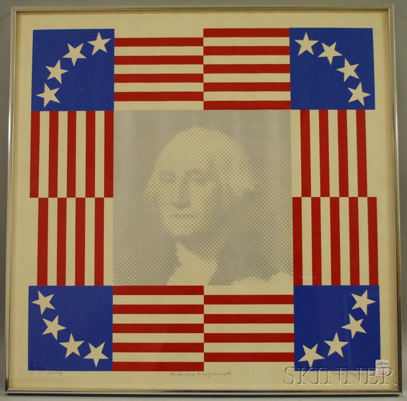 Appraisal: Sante Graziani Silkscreen Print Dematerializing Image of Washington in pencil