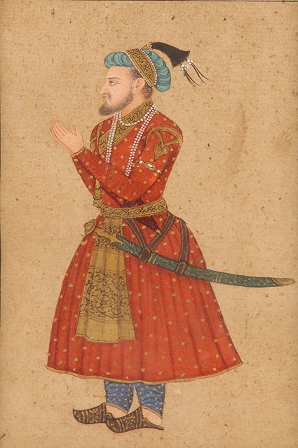 Appraisal: AN INDIAN MINIATURE PAINTING of a nobleman in red tunic