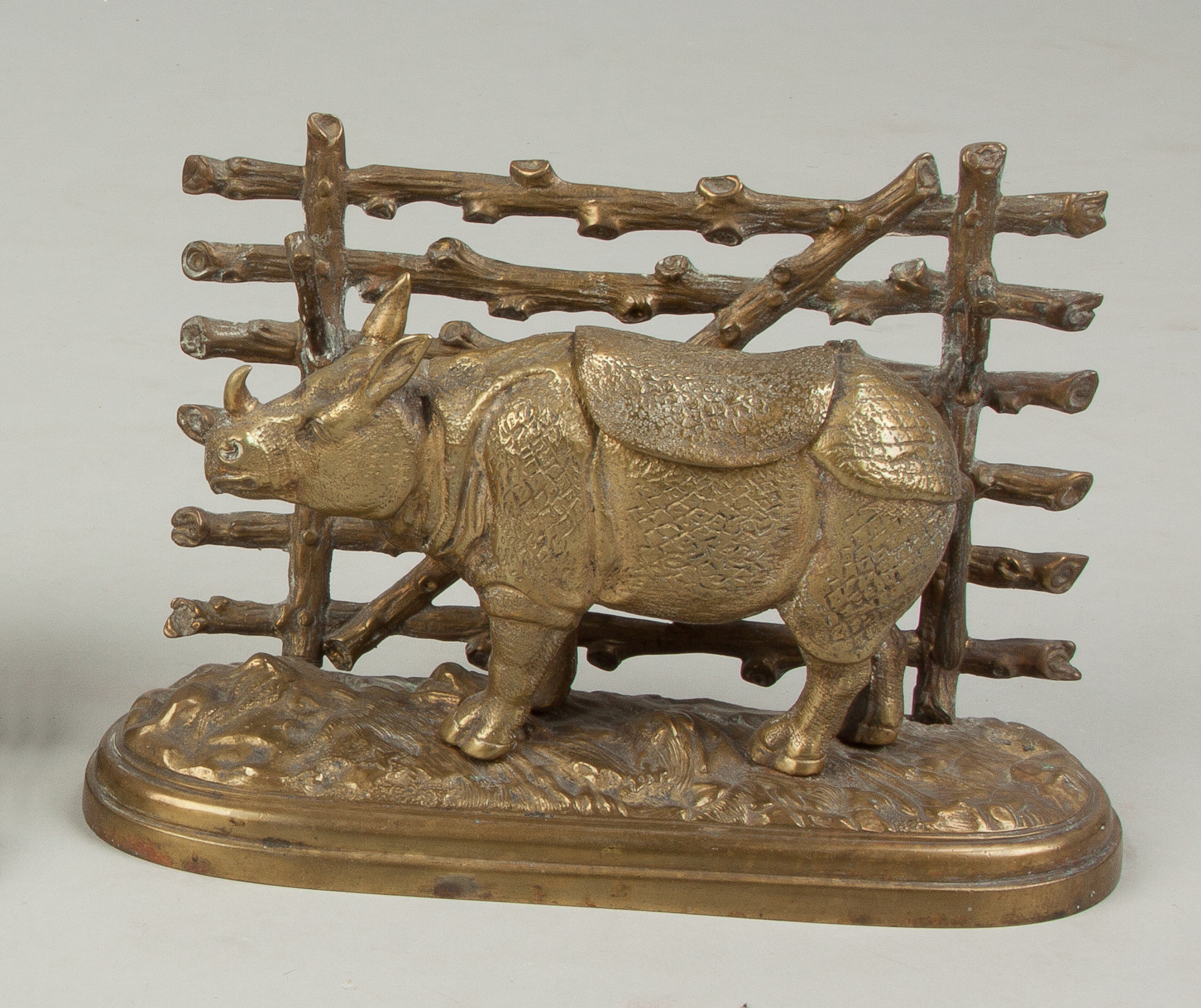 Appraisal: Brass Rhinoceros Inkwell th cent