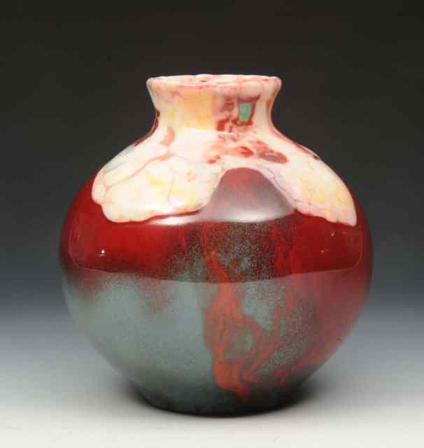 Appraisal: A ROYAL DOULTON RED GROUND LANTAU VASE of baluster with