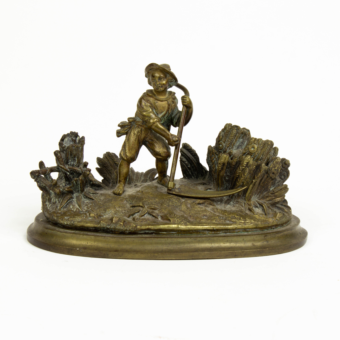 Appraisal: CONTINENTAL BRONZE FIGURAL INKSTAND Continental bronze figural inkstand th century