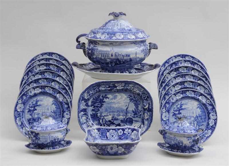 Appraisal: STAFFORDSHIRE BLUE TRANSFER-PRINTED FORTY FOUR-PIECE PART DINNER SERVICE IN THE