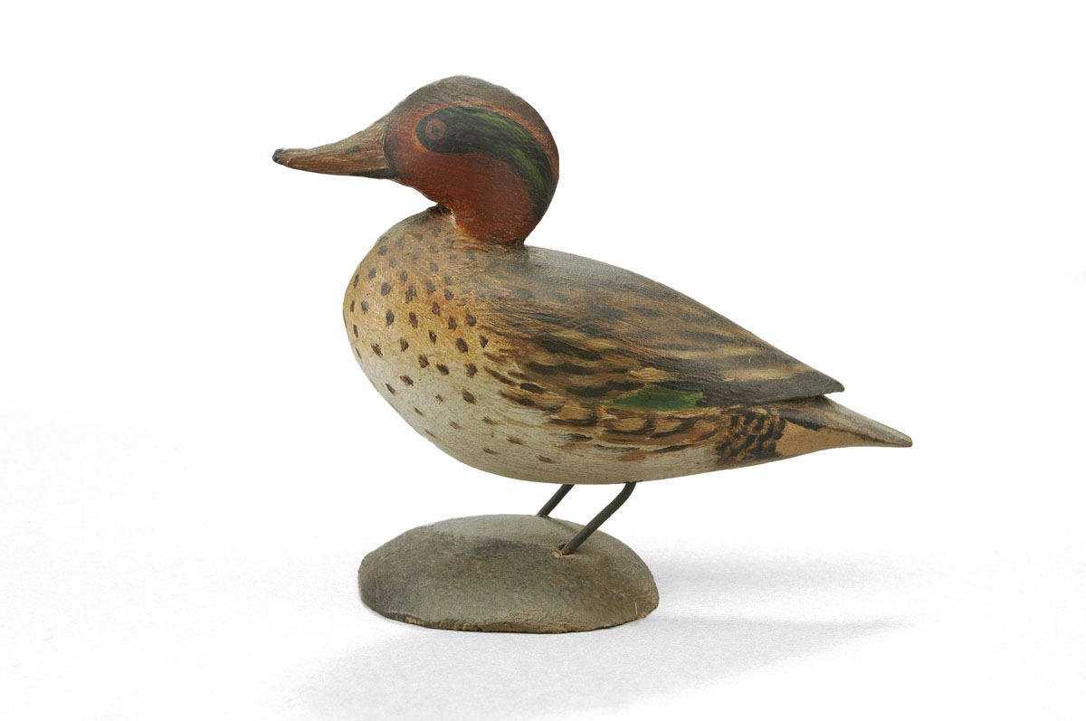 Appraisal: A ELMER CROWELL - CARVED AND PAINTED GREEN-WINGED TEAL DRAKE