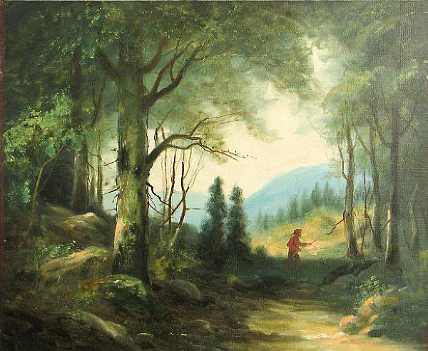 Appraisal: ADM Cooper American - Hunter in a forest signed 'A