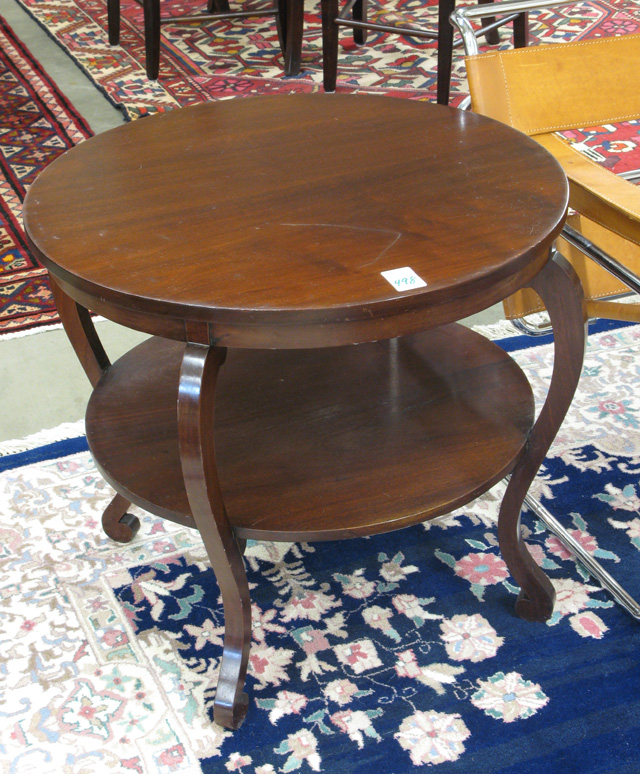 Appraisal: EMPIRE STYLE MAHOGANY LAMP TABLE American c 's -tier round