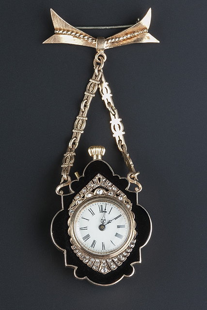 Appraisal: A diamond and enamel pendant watch the circular dial with