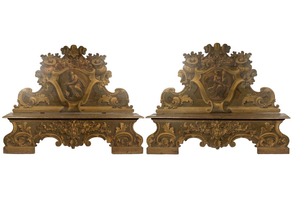 Appraisal: PAIR OF ITALIAN PAINTED WOOD BENCHESeach with hinged seat inches