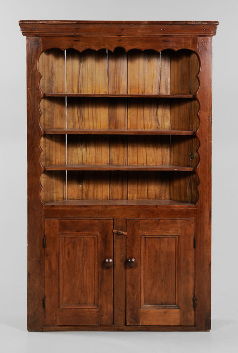 Appraisal: Early Pine Corner Cupboard probably New England th th century