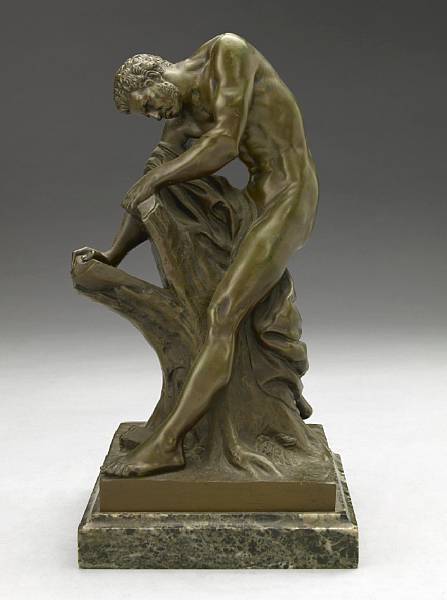 Appraisal: A French patinated bronze figure of Milo of Croton after