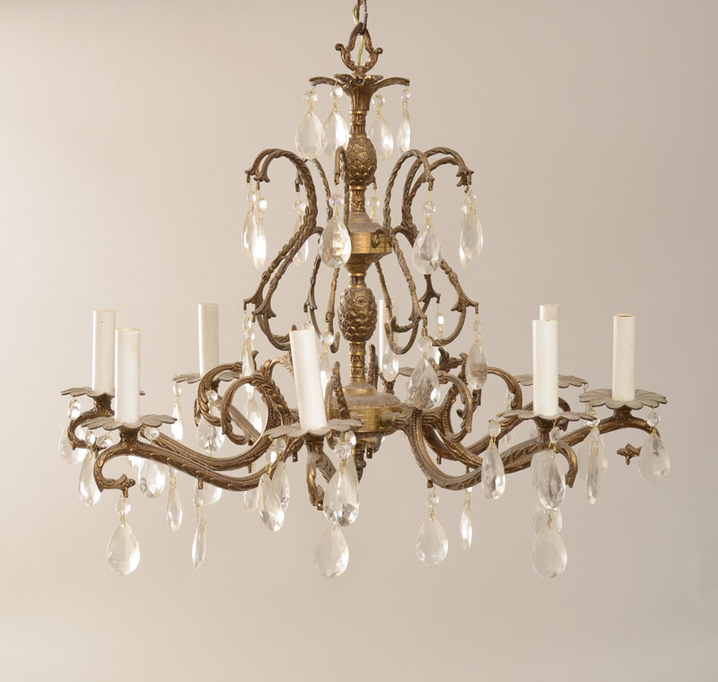 Appraisal: Baroque Style Bronze-Mounted-Crystal Eight-Light Chandelier x in diam Estimate -