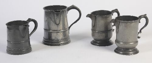 Appraisal: Four various pewter jugs two with handles to the sides