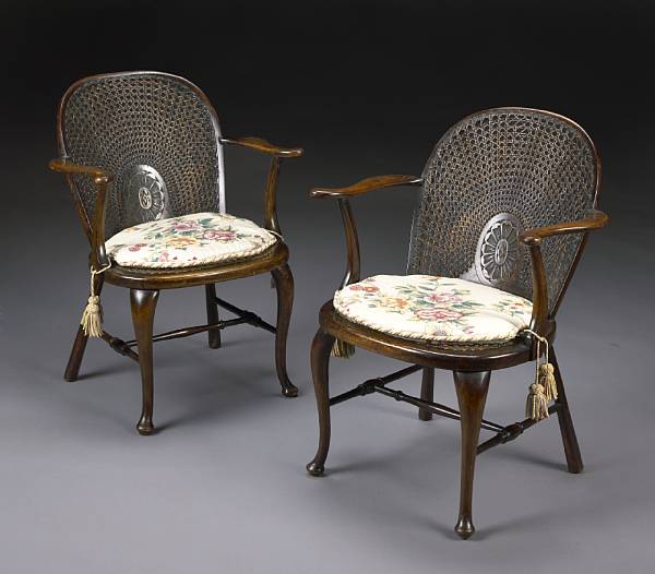 Appraisal: A pair of George III style mixed wood and cane