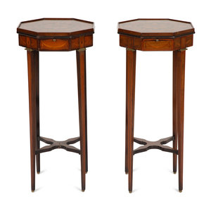 Appraisal: A Pair of George III Style Mahogany Candle Stands Late