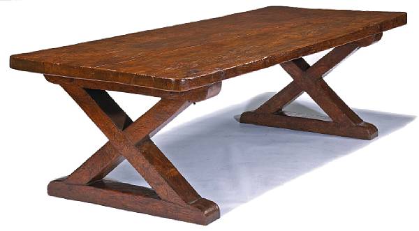 Appraisal: An English elm refectory table th century The massive rectangular