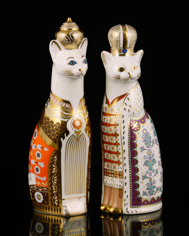 Appraisal: - Two Royal Crown Derby Cats Lot of two Royal