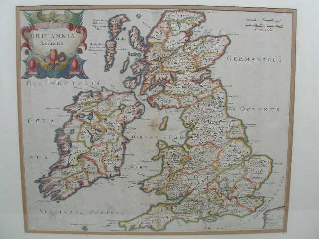 Appraisal: Robert Morden Map Britannia Romana English c hand-colored copperplate engraving