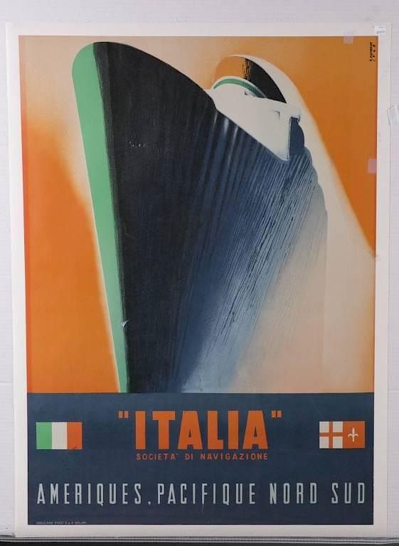 Appraisal: Italia Societa di Navigazione steamship lithograph Amilcare Pizzi S p