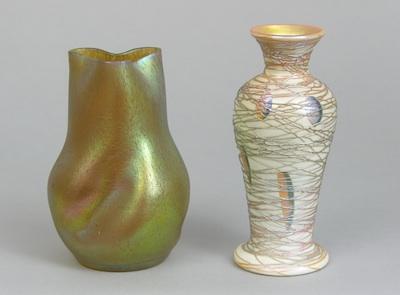 Appraisal: Two Art Glass Vases The first a Durand style threaded