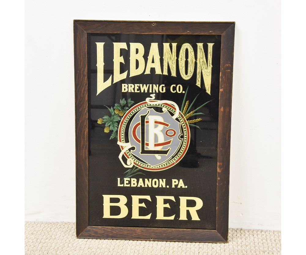 Appraisal: Lebanon Beer Company Sign Lebanon Beer Co Lebanon PA glass