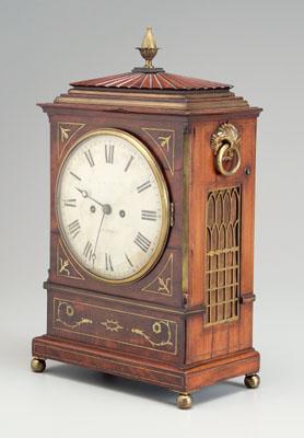 Appraisal: Haley shelf clock mahogany with brass inlaid spandrels face marked