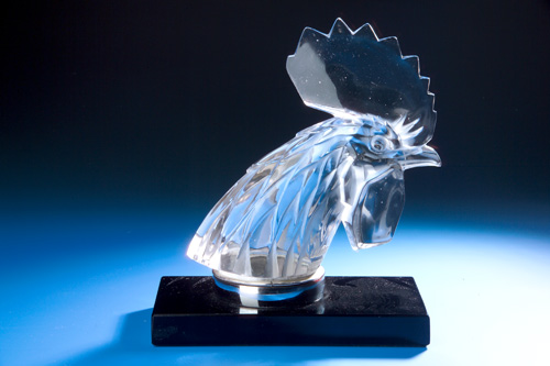 Appraisal: R LALIQUE Automobile hood ornament mascot Tete de Coq clear