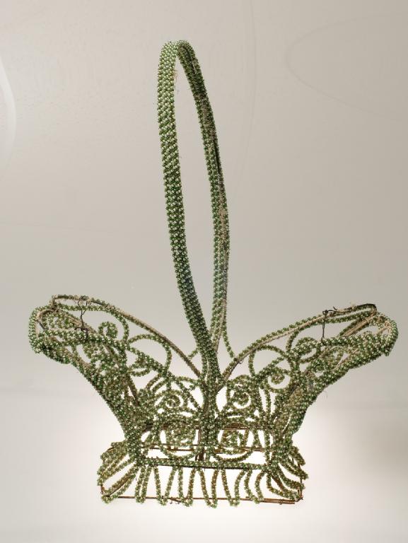 Appraisal: LARGE VICTORIAN BEAD AND WIREWORK DECORATIVE BASKET with loop handled