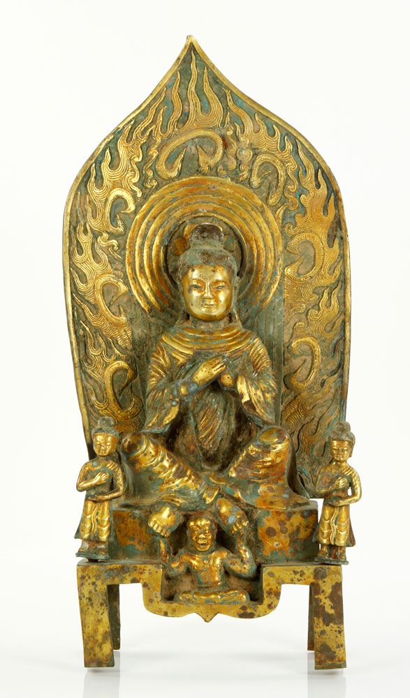 Appraisal: - Chinese Gilt Buddha Chinese Buddha gilt metal h x