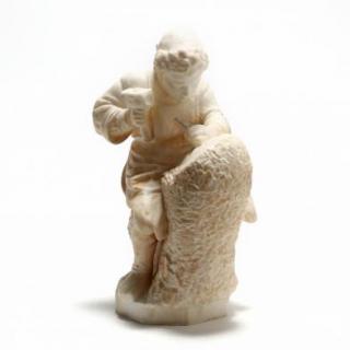 Appraisal: A Carved Alabaster Sculpture of a Sculptor early th century