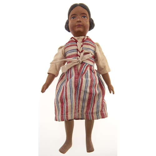 Appraisal: A Swiss carved and painted wood character doll in contemporary