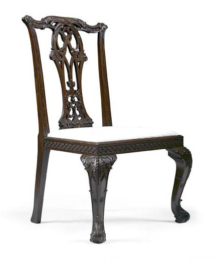 Appraisal: A fine George II mahogany side chair the foliate carved