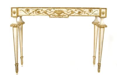 Appraisal: An Italian console table the frieze carved with scrolling foliage