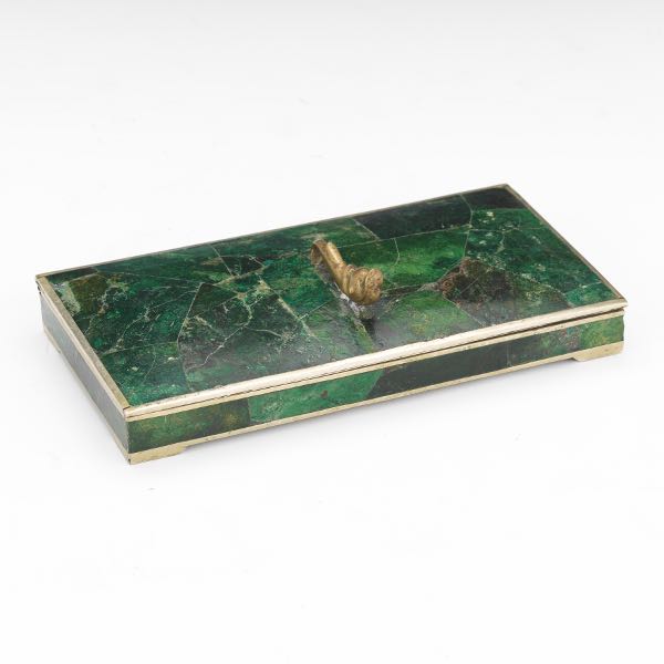 Appraisal: MID-CENTURY MODERN SILVERED BRONZE TURQUOISE INLAID DRESSER BOX HUMIDOR x