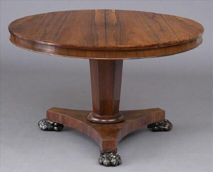 Appraisal: REGENCY ROSEWOOD TILT-TOP BREAKFAST TABLE The circular top above a