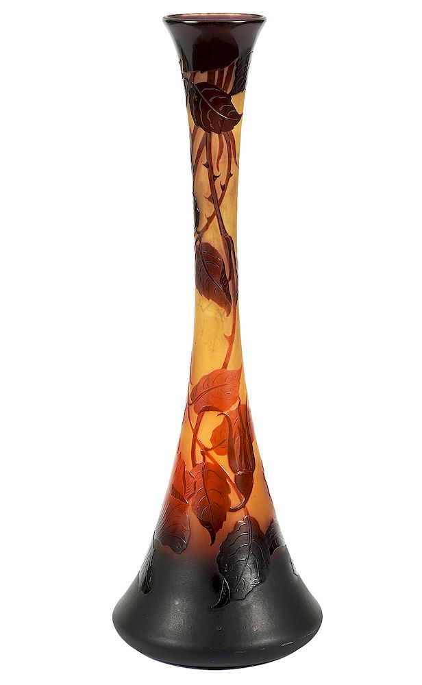 Appraisal: D'Argental Tall Art Glass Bud Vase D'Argental cameo art glass