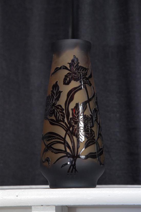 Appraisal: AMBER CAMEO GLASS VASE Decorated with a floral and foliate