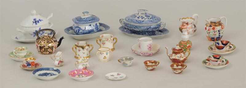 Appraisal: THREE MINIATURE PORCELAIN TUREENS AND COVERS AND OTHER MINIATURE ARTICLES