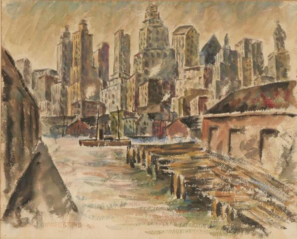 Appraisal: Vincent D'Agostino American - The City watercolor x signed titled