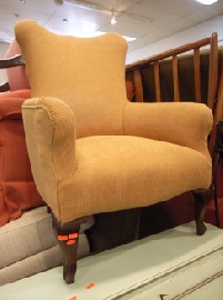 Appraisal: PERIOD YELLOW UPHOLSTERED GENTS CHAIR