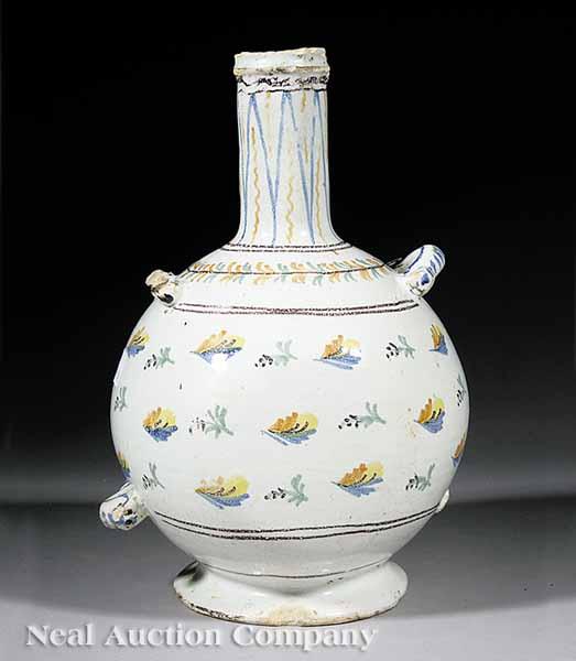 Appraisal: A French Fa ence Bottle-Vase Gourd mid- th c Nevers