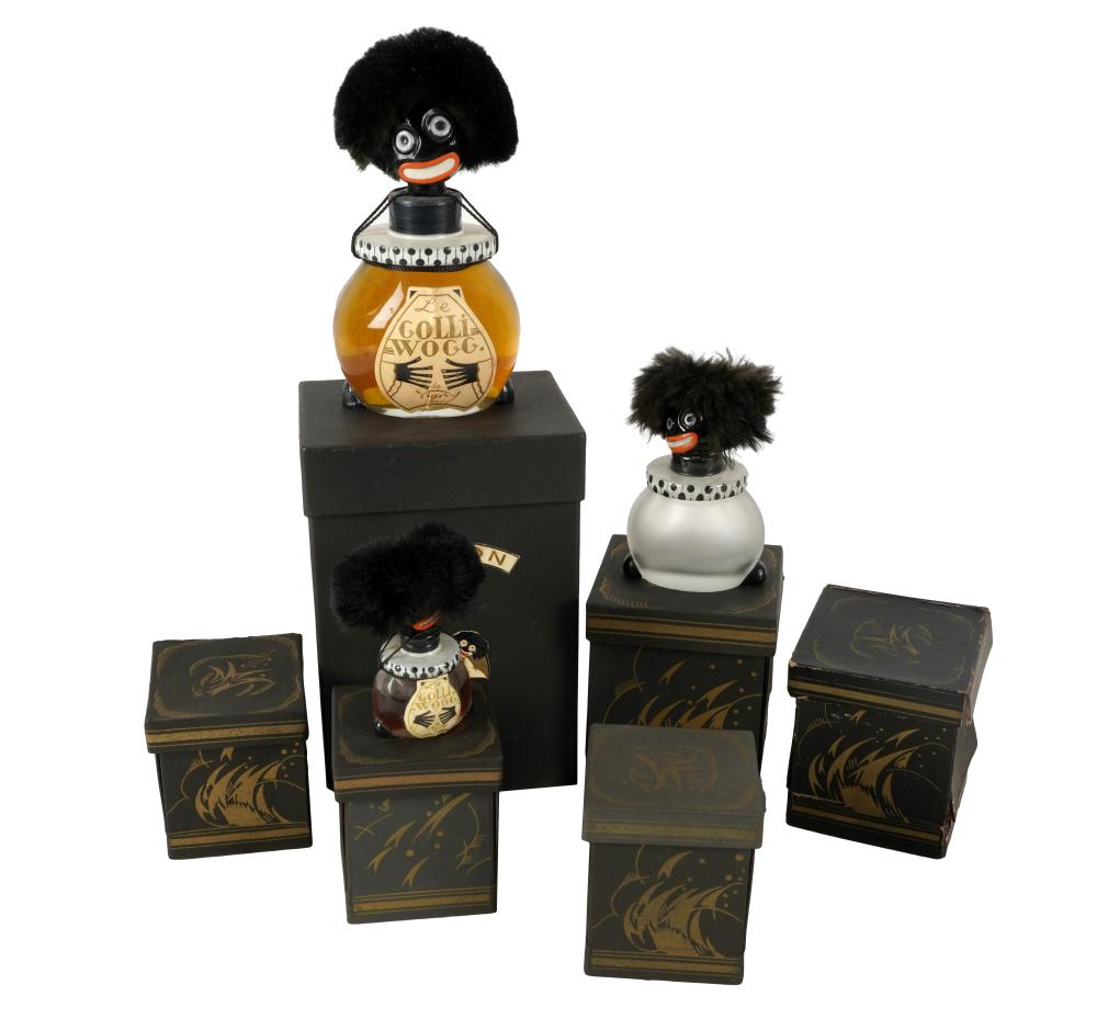 Appraisal: SIX FRENCH GOLLIWOG PERFUME BOTTLESVigny Paris glass and ceramic each