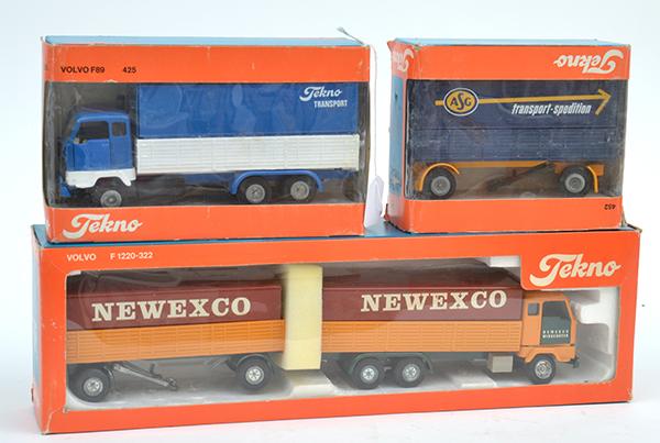 Appraisal: THREE TEKNO MODELS INCLUDING RARE PROMOTIONAL VOLVO F - YELLOW