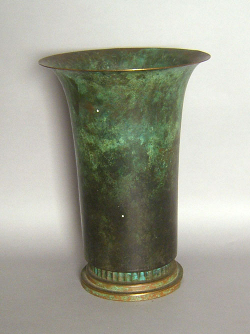 Appraisal: Carl Sorensen patinated bronze vase h