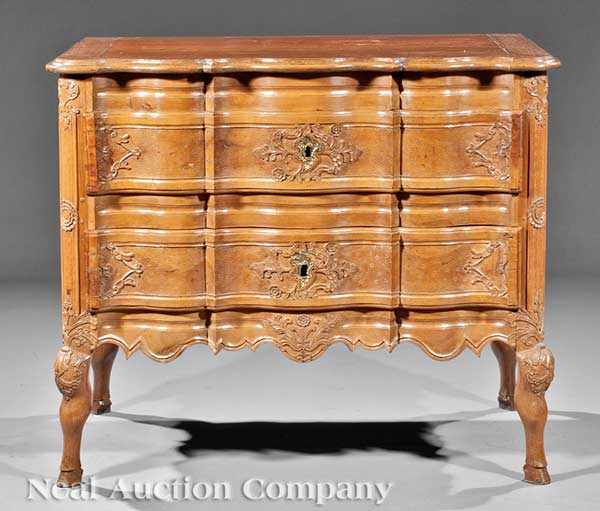 Appraisal: An Antique Louis XV-Style Carved Fruitwood and Elm Commode shaped